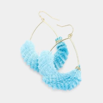 Crown Jewel Style #Aqua  Teardrop Tassel Earrings #0 thumbnail