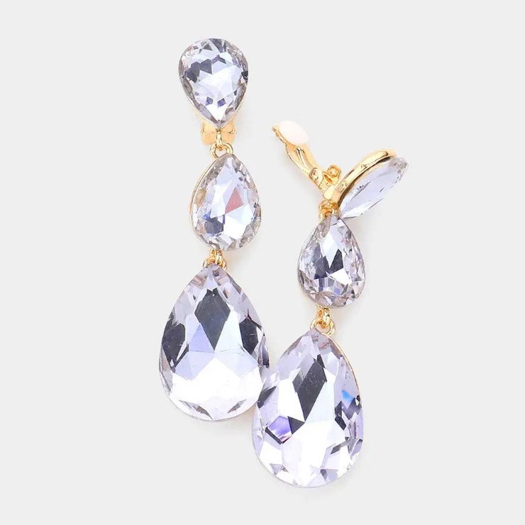 Crown Jewel Style #Triple Teardrop Clip On (Lavender) Default Thumbnail Image