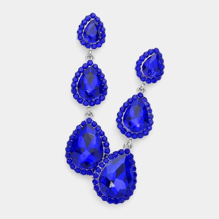 Crown Jewel Style #Triple Teardrop Stone Drop (Royal) Default Thumbnail Image